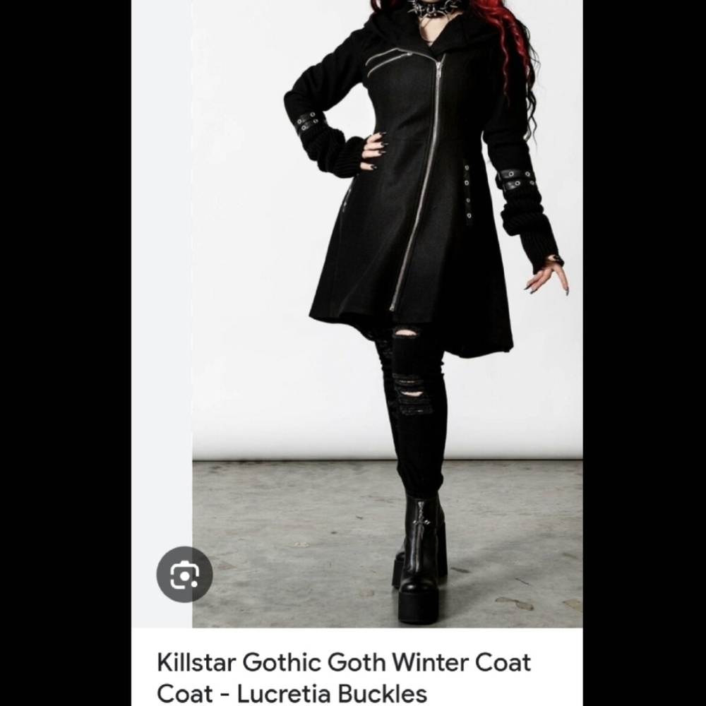 Killstar Gothic Goth Winter Coat Overcoat - Lucretia Buckles